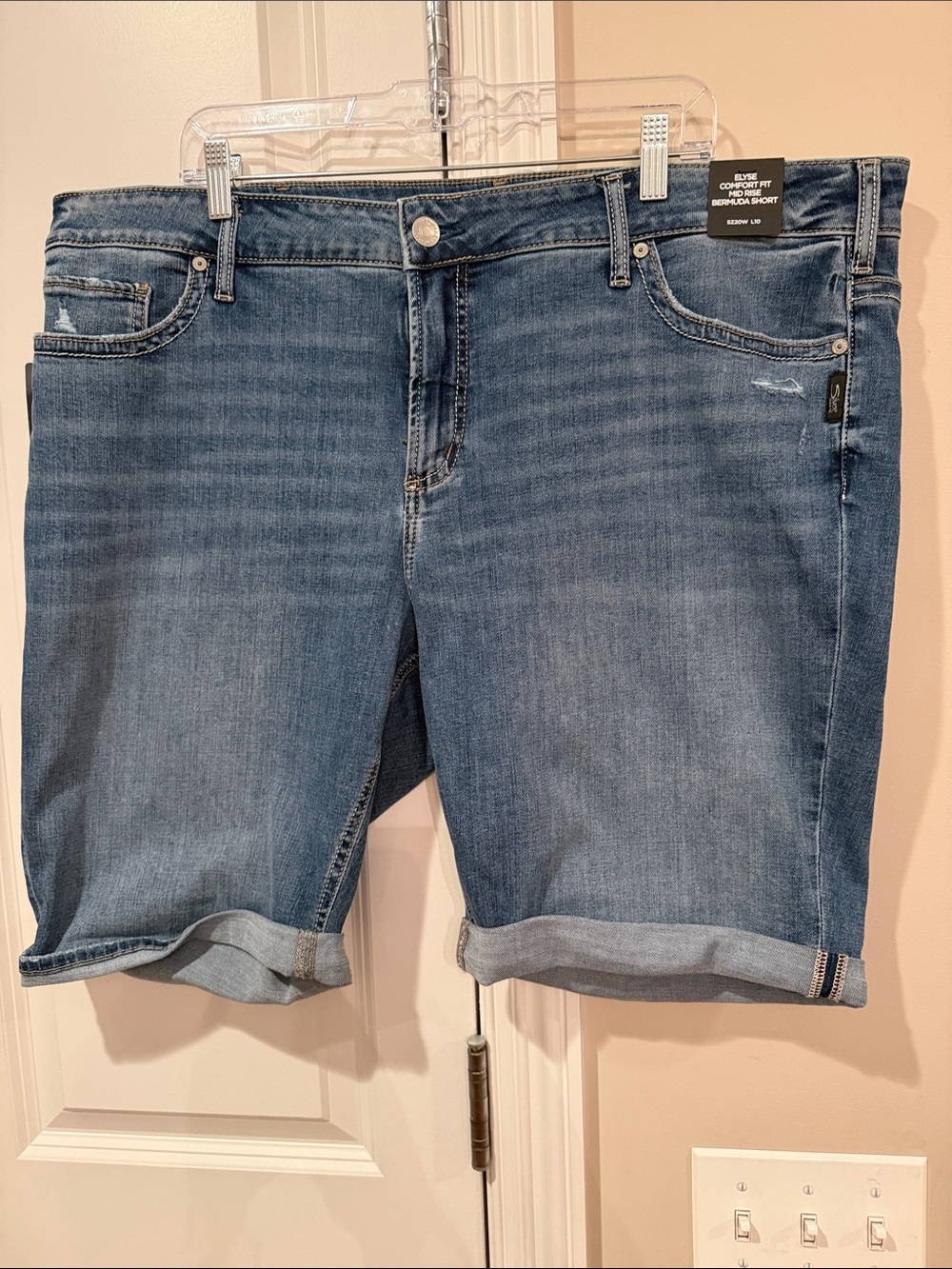 Silver Jeans Mid Blue Rolled-Hem Bermuda Shorts